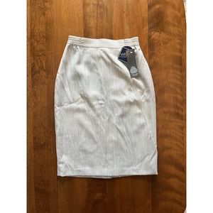 New Vintage Madeleine Womens Italy Virgin Wool Pencil Skirt Cream Gray Size 2